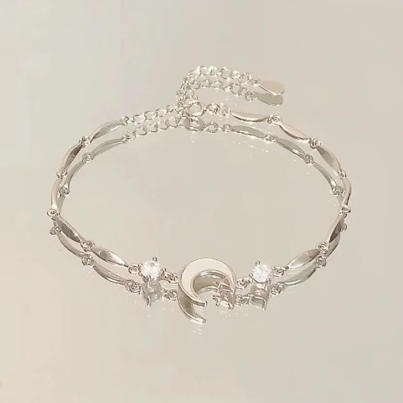 Fashion Elegant Crystal Flowers Bracelet For Women Sweet Girls Moon Cherry Blossom Bow Zircon Bracelets Luxury Designer Jewelry