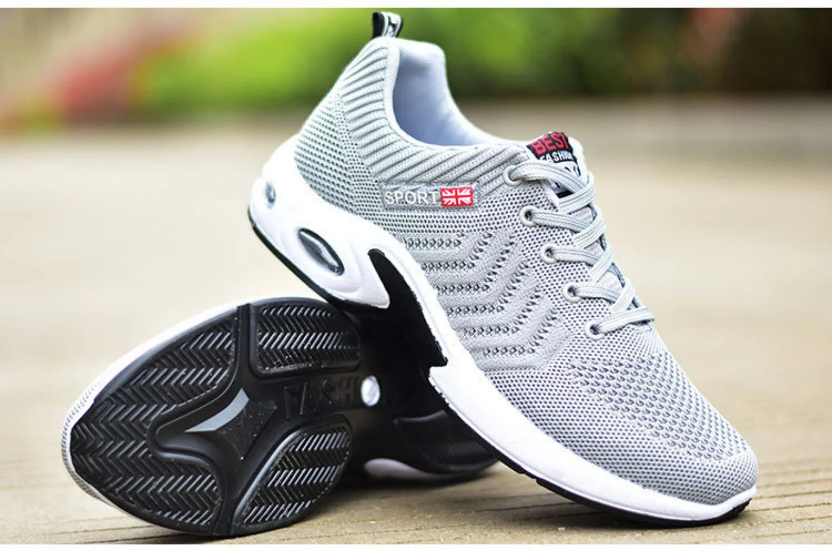 New spring trend sports men's shoes Lace-up thick sole casual breathable fashion shoes Large size Wear skid resistance