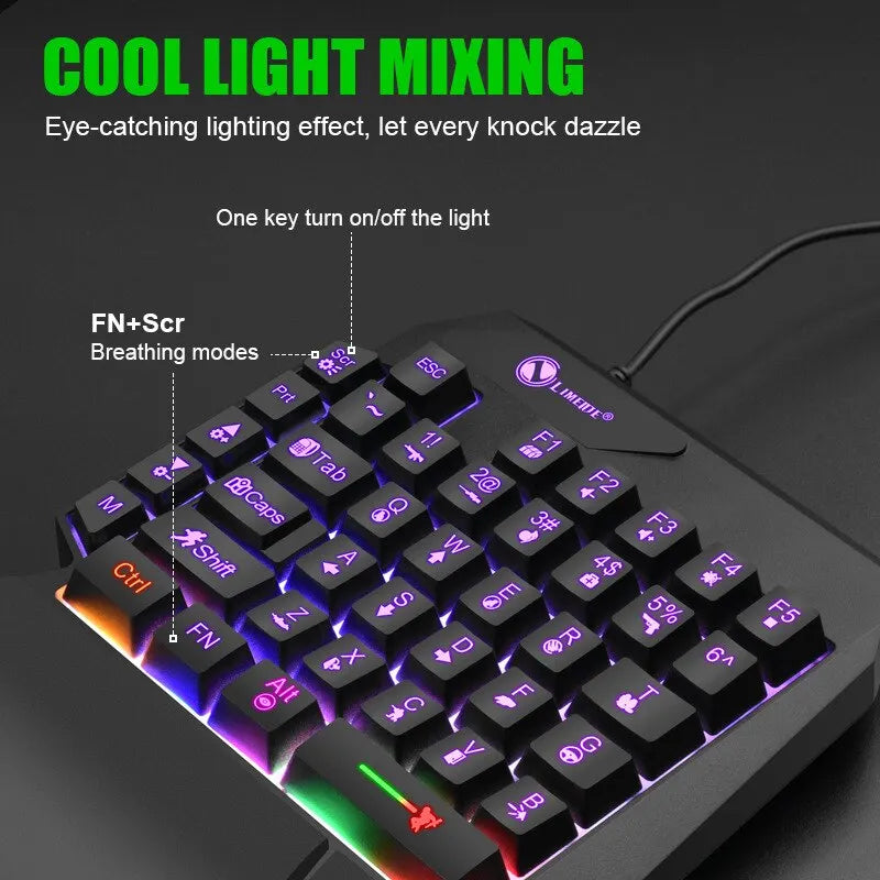 Gaming Keyboard Single Hand Mini Usb Ultra-slim Wired 35keys One Handedly Backlight Keyboard for Laptop Desktop PC Smartphone