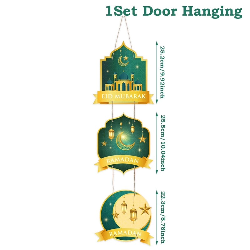 EID Mubarak Decorations Door Hanging Ramadan Decor for Home Door Hanging Ramadan Kareem Islamic Muslim Party Eid Al Adha