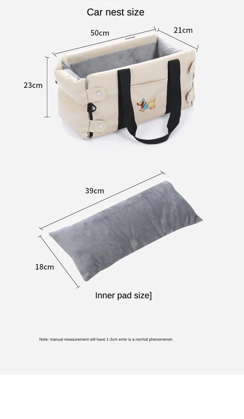 Puppy Dog Car Seat Travel Central Control PU Leather Pet Carrier for Small Dogs Chihuahua Cats Car Transport Dog Accessories