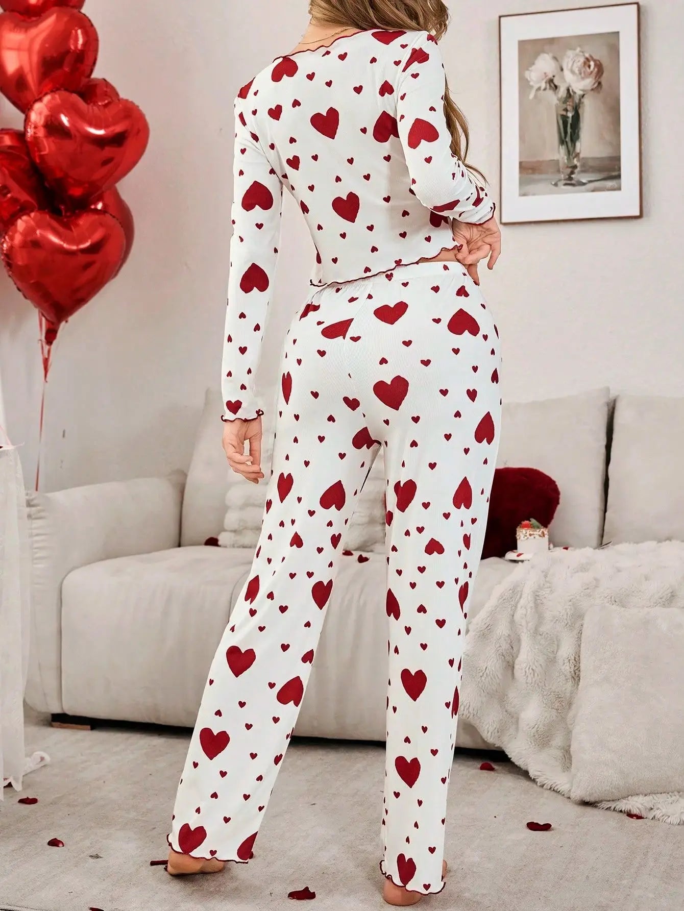 Pijama estampado de corazones
