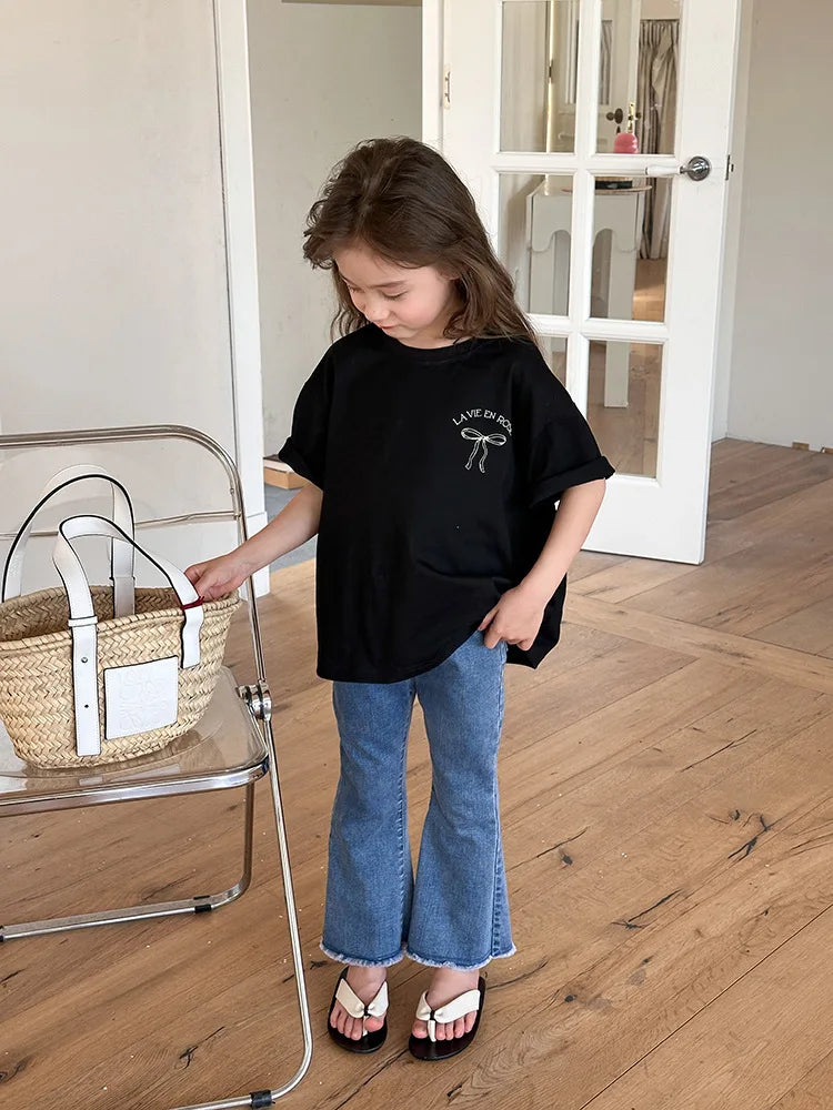 Ropa Infantil Niña Niños Camiseta de Manga Corta Ropa de Niña Verano Tops Ropa de Niños Ropa de Niño Ropa De Niña Ropa De Niño