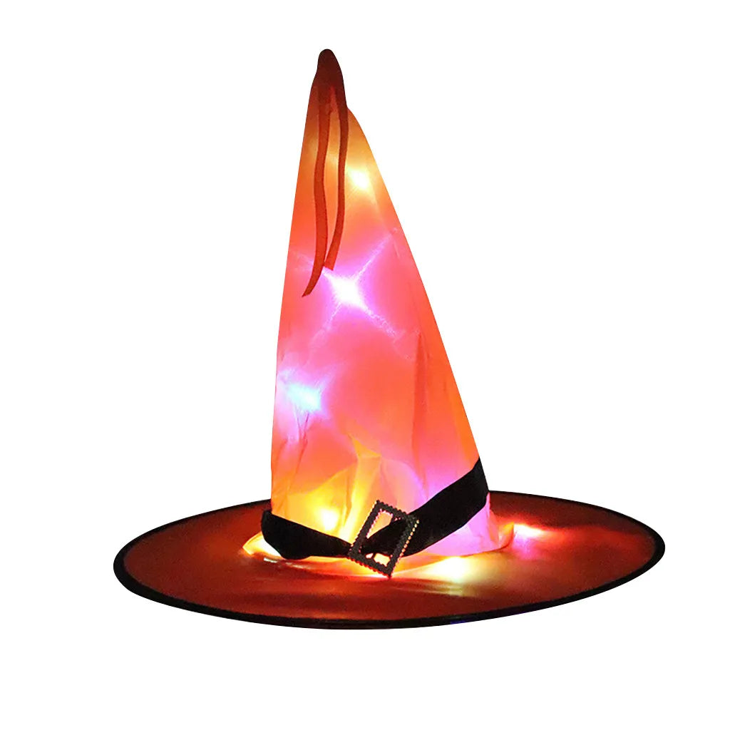 Halloween Decoration Glowing Hat Outdoor Hanging Lighted Glowing Witch Hat Lights String Battery Outdoor Yard Tree Decorations