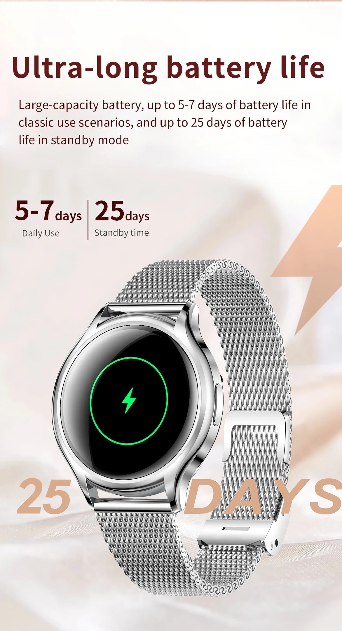 Smart Watch For Women 1.27 Inch HD Screen Health Monitor AI Voice Assistant Bluetooth Call Music Control Custom Dials Smartwatch