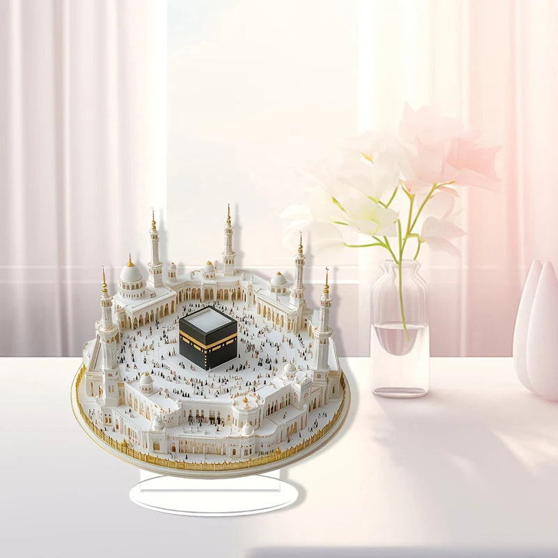 Ramadan Tabletop Decorations White Mosque Print Centerpieces Acrylic Flat Ornaments