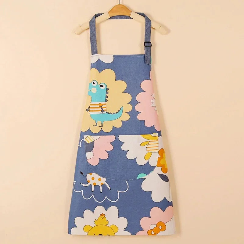 1PC Aprons Fashion Cotton Fabric Waterproof Thickened Dirt Resistant Kitchen Apron and Home Work Clothes Gardening Work Clothing