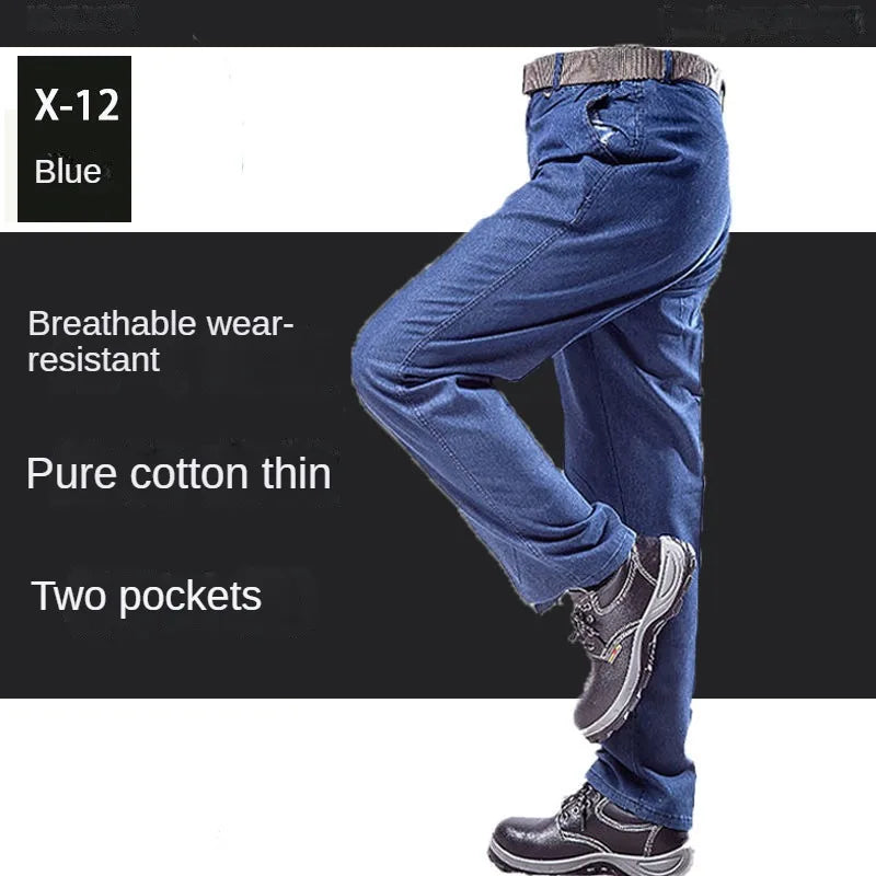 Overalls Pants Men's Clothing Trousers Wear-Resistant Anti-Scald Thickening Cotton Workwear Denim Work Pants Multiple pockets