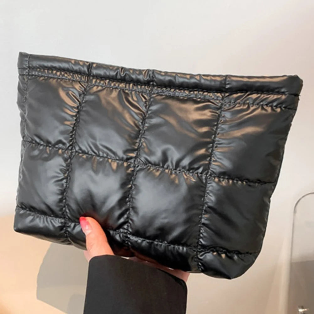 Bolsa de Aseo para Mujer Acolchada Bolsa de Maquillaje Acolchada de Gran Capacidad Bolsa Organizadora de Maquillaje de Color Sólido Bolsa de Maquillaje Acolchada