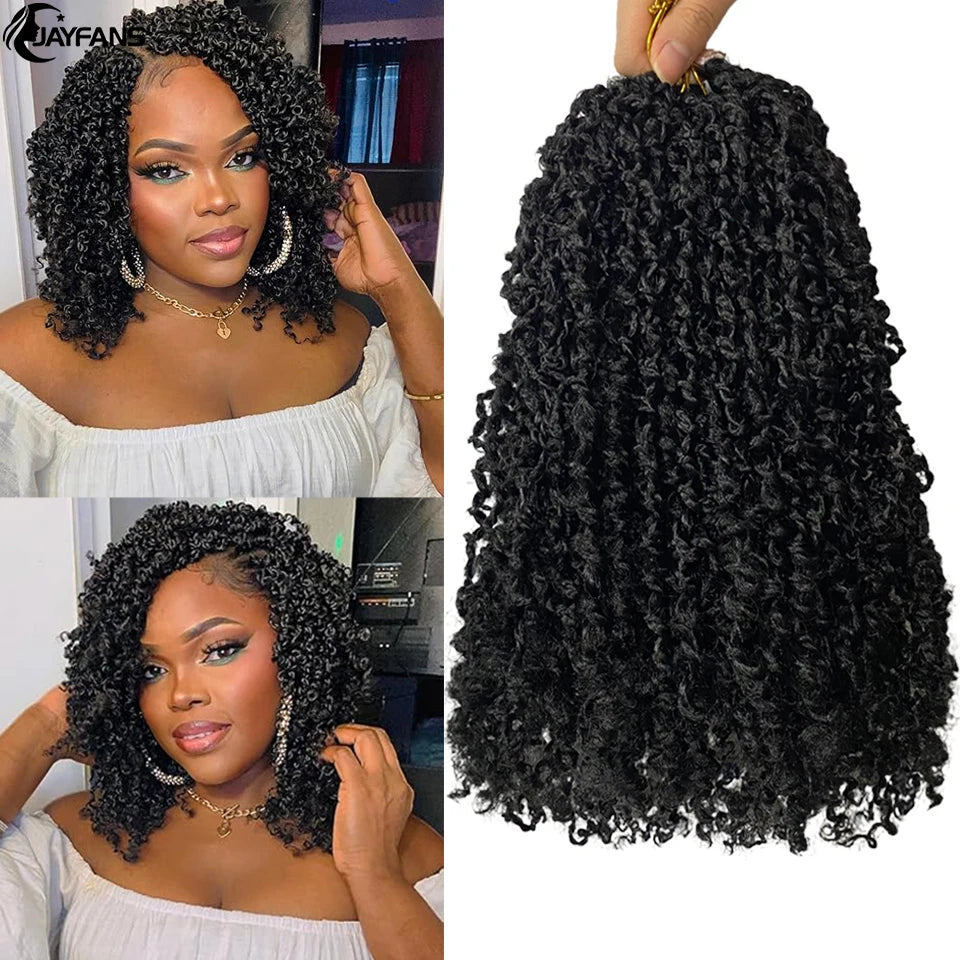 Jayfans 12 8 pulgadas Cabello de ganchillo Yanky Twist preenrollado Bohemian Passion Twist Spring Mini Twist Crochet Hair para mujeres y niñas negras