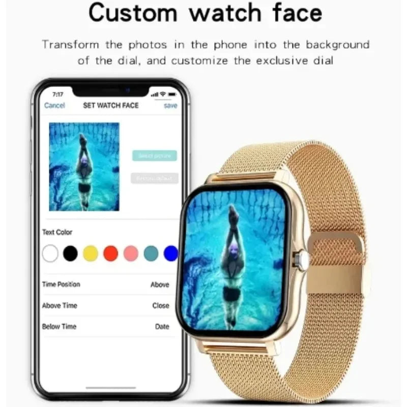 Smartwatch para teléfono Android. Pantalla a color de 1,44 pulgadas, táctil, llamada Bluetooth, carga magnética.