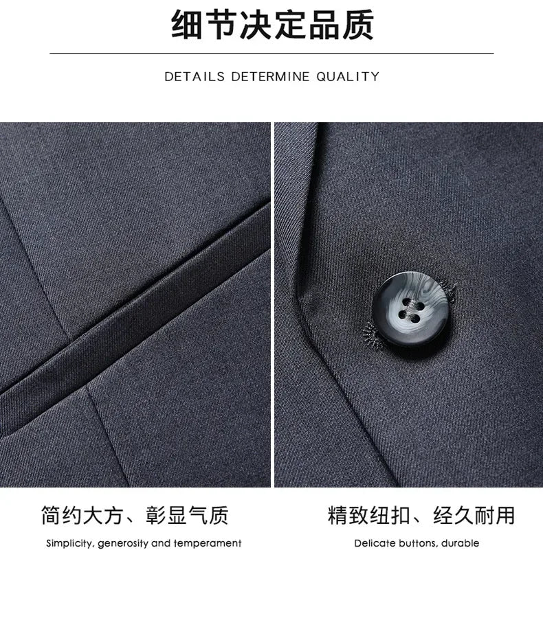 Suit (Blazer+ Vest + Pants) Men's Fashion Business Fit Wedding Professional Casual Single Breasted Gentleman Groom Dress Suit