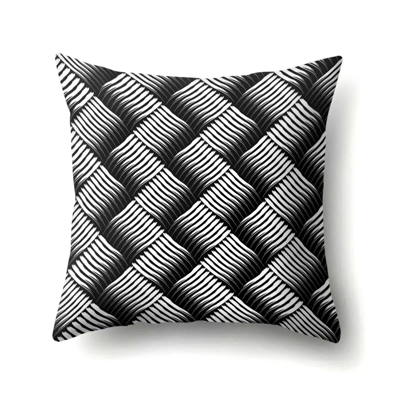 Funda de Almohada Abstracta Retorcida en Blanco y Negro Funda de Almohada Geométrica de Moda para Sofá de Sala de Estar o Dormitorio