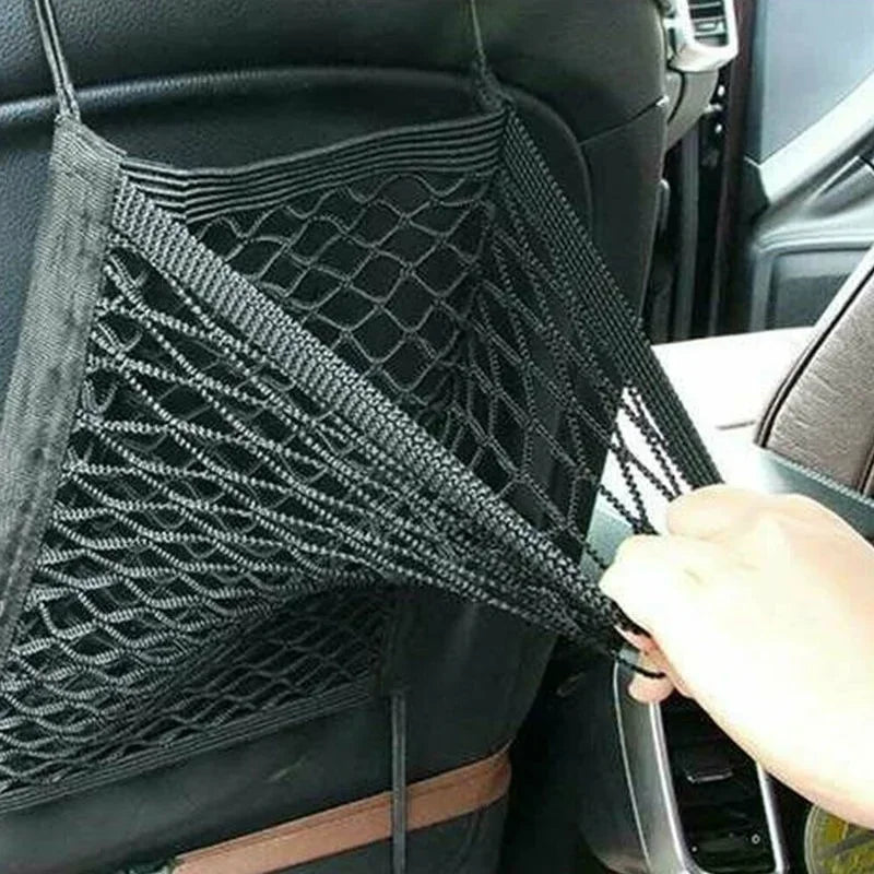 Bolsa de red para almacenamiento en el coche entre asientos, organizador de red de malla elástica, barrera para perros, accesorios de interior de coche