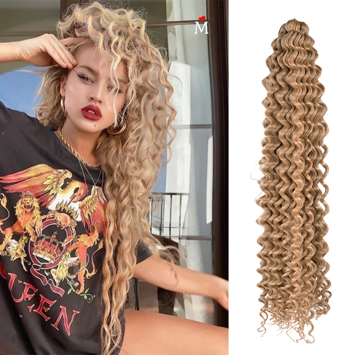 Synthetic 22 Inch Deep Wavy Twist Crochet Hair Synthetic Afro Curly Hair Crochet Braids Ombre Brown Braiding Hair Extensions