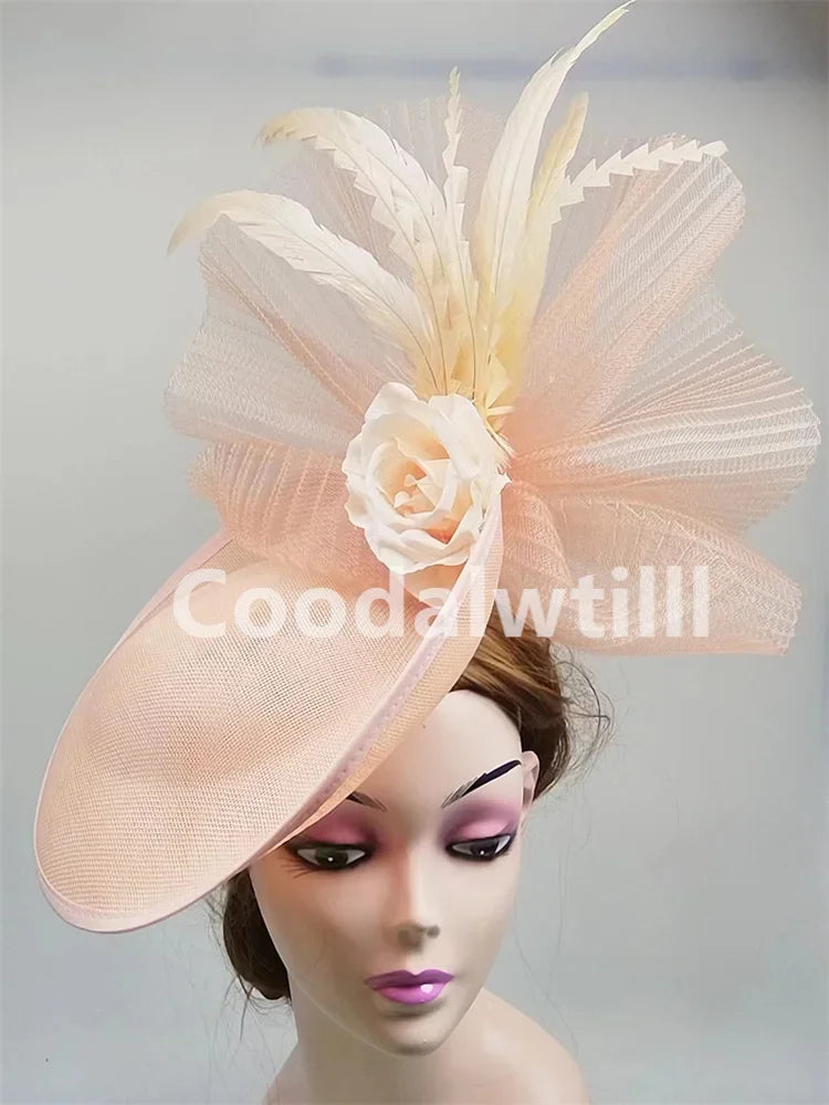 Flower Fascinators Hats Party Wedding Women Pillbox Cap Elegant Ladies Church Occasion Race Millinery Cap With Net Hair Access