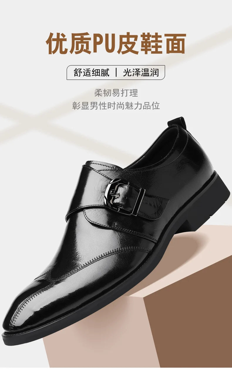 Zapatos de vestir de negocios para hombre con cierre, zapatos de cuero formales para hombre, calzado Oxford, mocasines Oxford de cuero de alta calidad para hombre