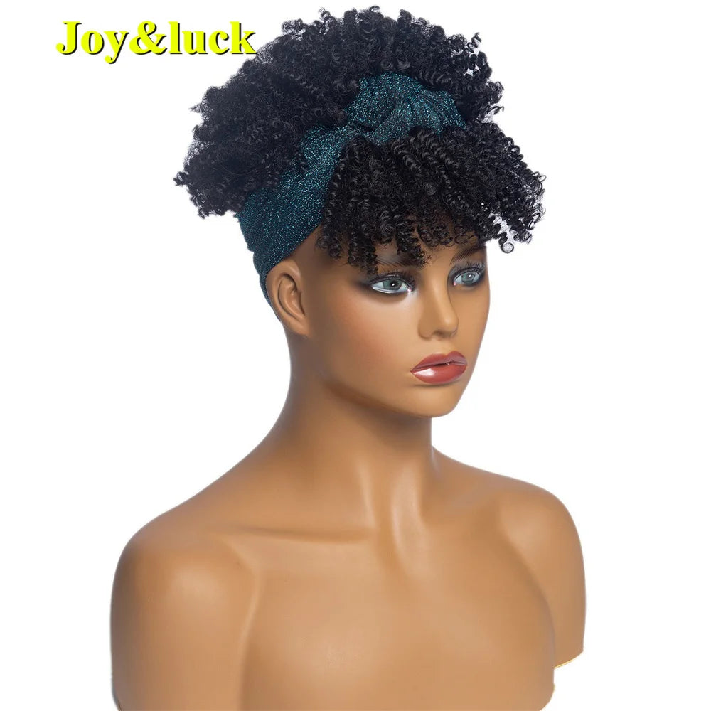 Burgundy Afro Curly Headband Wig