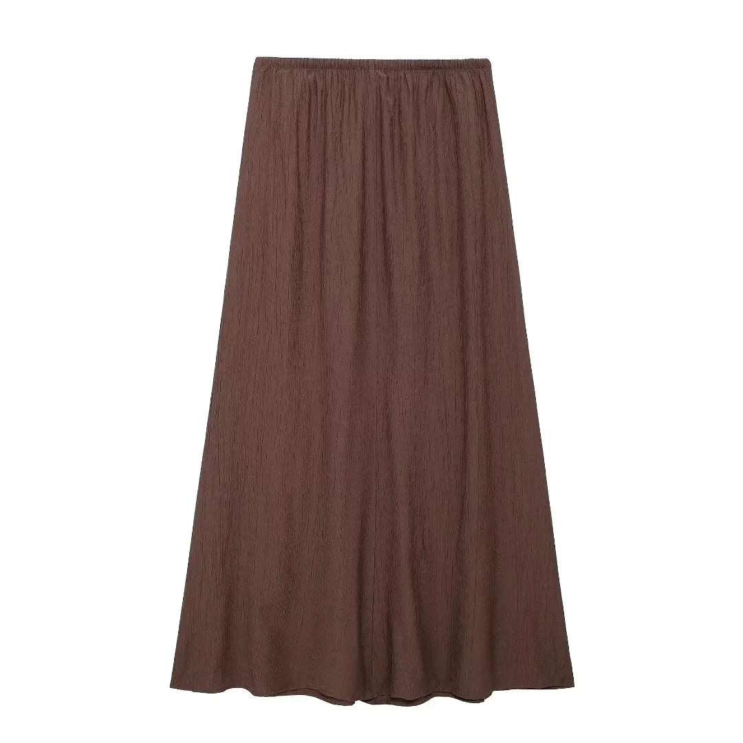 TRAF Skirt Two Piece Set Tied Sleeveless Vest Top High Waist Women's Midi Skirt Summer Waistcoat Long Skirt And Top Set Women