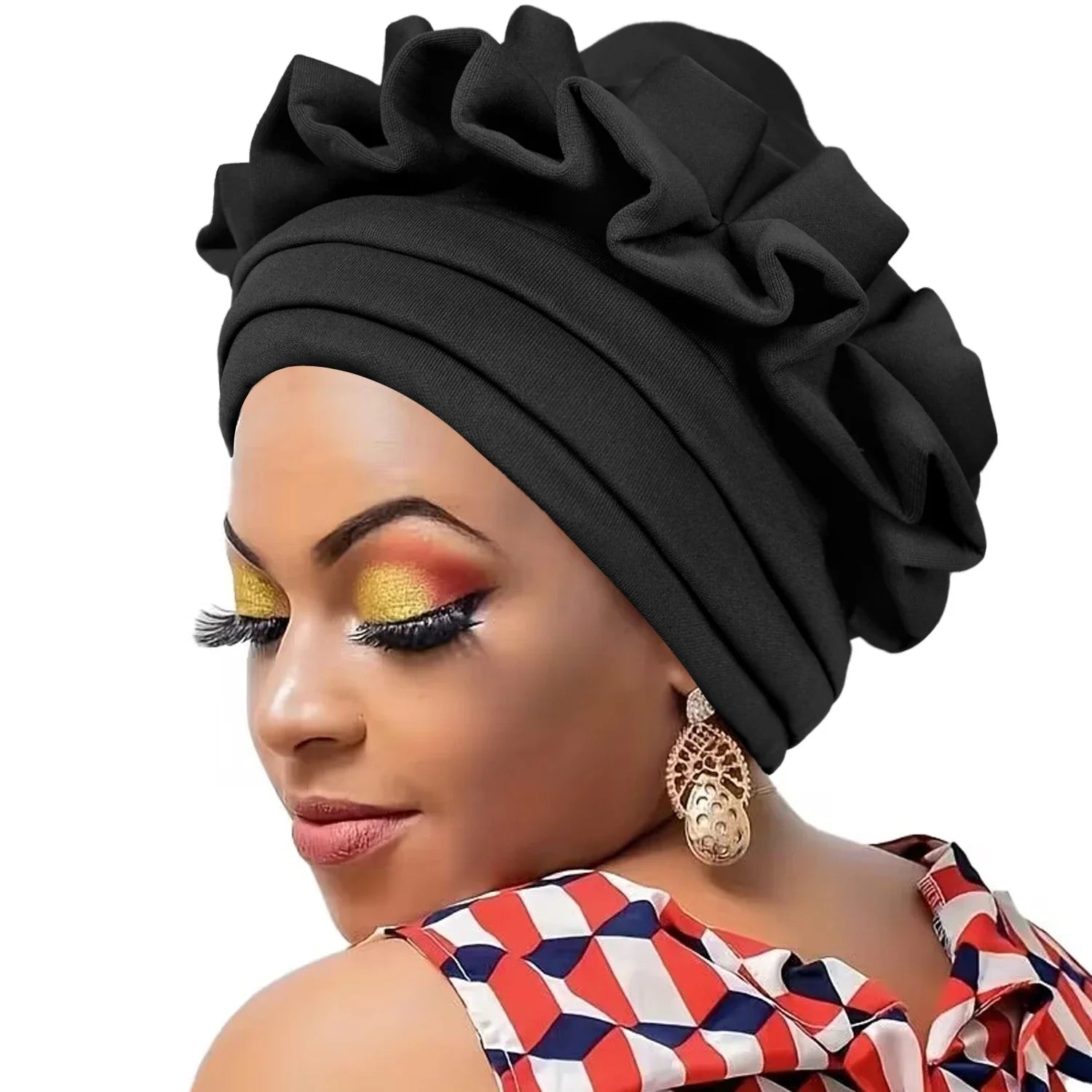 Women’s Raw Silk Pleated Turban – Elegant, African-Inspired & Perfect for Special Occasions