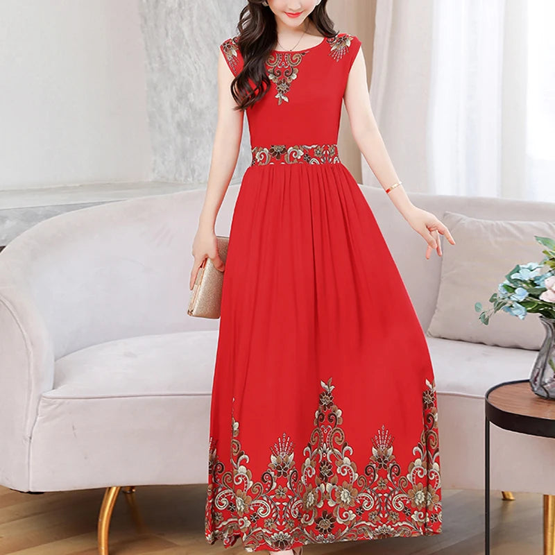 New Fashion  Summer Print Women Short Sleeve Cotton Plus Size Women Clothing Dress Ladies Large Size Vestidos dresses