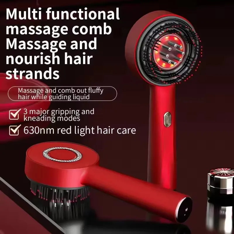 Electric Red Light Vibration Massage Therapy Comb Hair Growth Massage Scalp Brush Anti Hair Loss Liquid Oil Applicator Hair Care