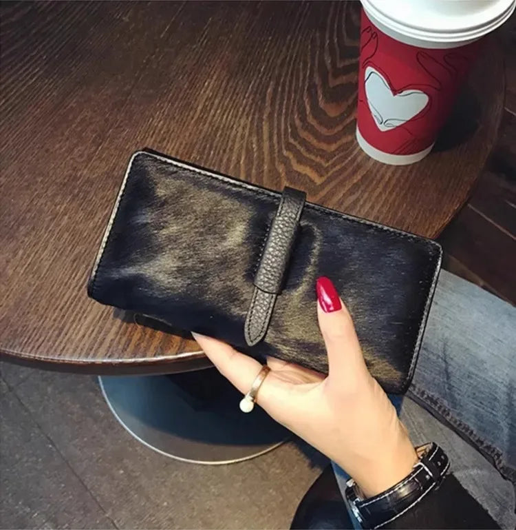 Luxury Designer Wallets For Women High Quality Genuine Leather Leopard Black Clutch Purse 2025 Trend Fashion Long Card Holder