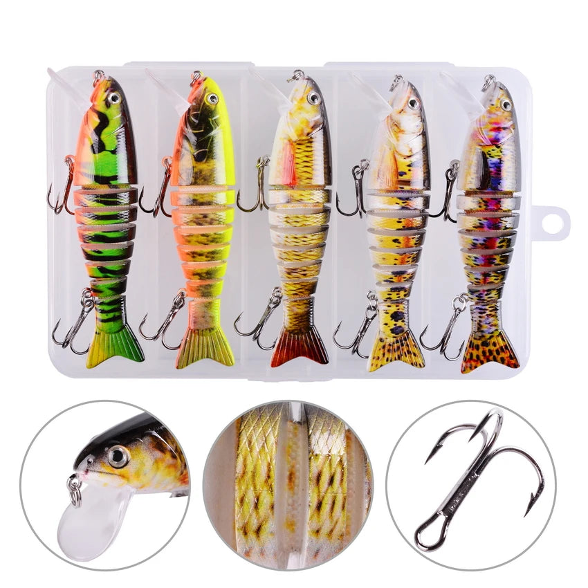 1pcs/Winter fishing gear Bionic Multi-section Swim hard bait  Artificial Wobbler Trolling pike carp crank lure