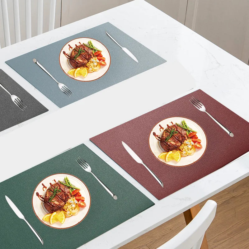 Manteles Individuales de 4 Piezas de 30x45cm, de PU, Limpiables, Impermeables, Resistentes al Calor, Antideslizantes, Fáciles de Limpiar, de Color Sólido para Cocina y Comedor