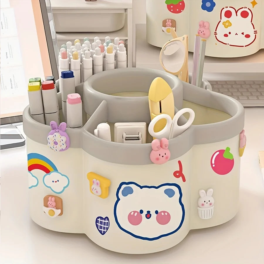 1 piece of 360 ° rotating pen holder - multifunctional office desk organizer, suitable for makeup pens and student stationery