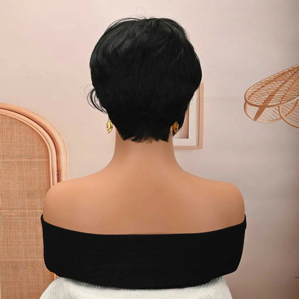 Black Pixie Cut Wig for Women, Side Bangs Short Synthetic Wig, Natural Looking Heat Resistant Wig for Daily Party Cosplay