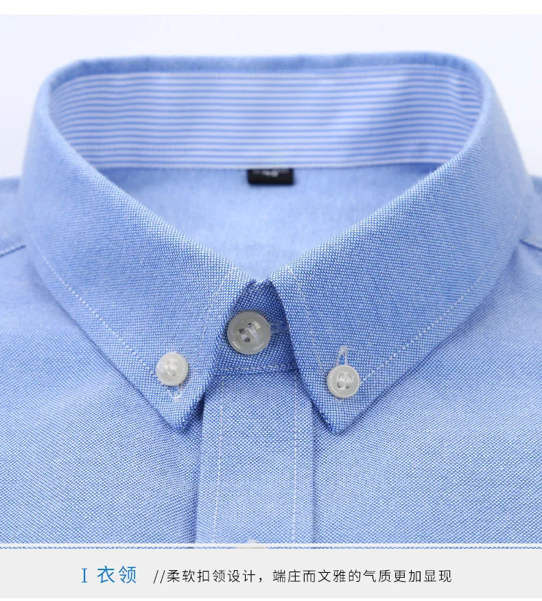 Men's short-sleeved shirt, summer casual, Oxford fabric, solid color, simple, trendy, comfortable and high-quality, street style