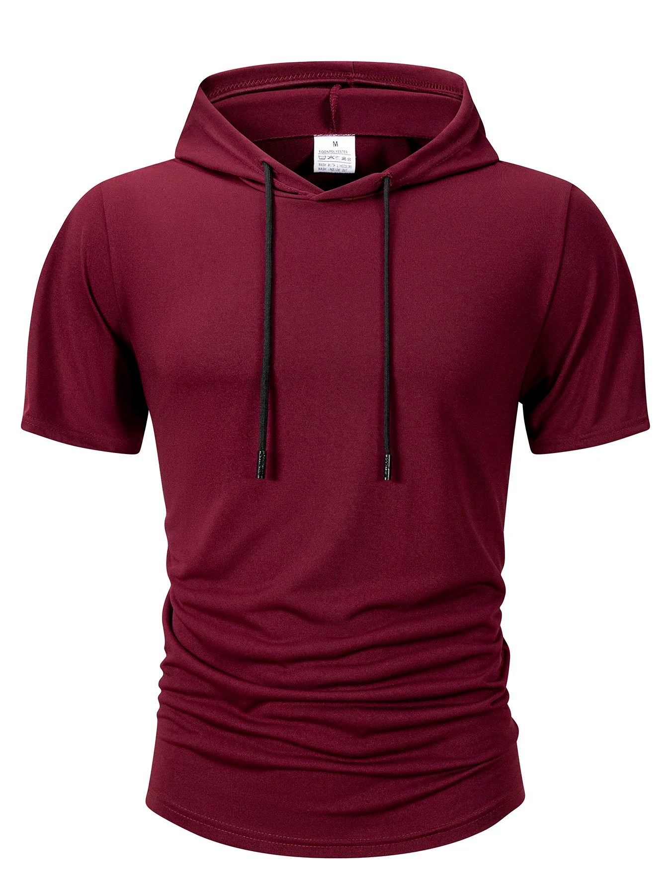Men's Summer Hoodies T-shirts Short Sleeve Solid Color Loose Hooded Drawstring Pullover Tops Male Casual Sweatwear T-shirt