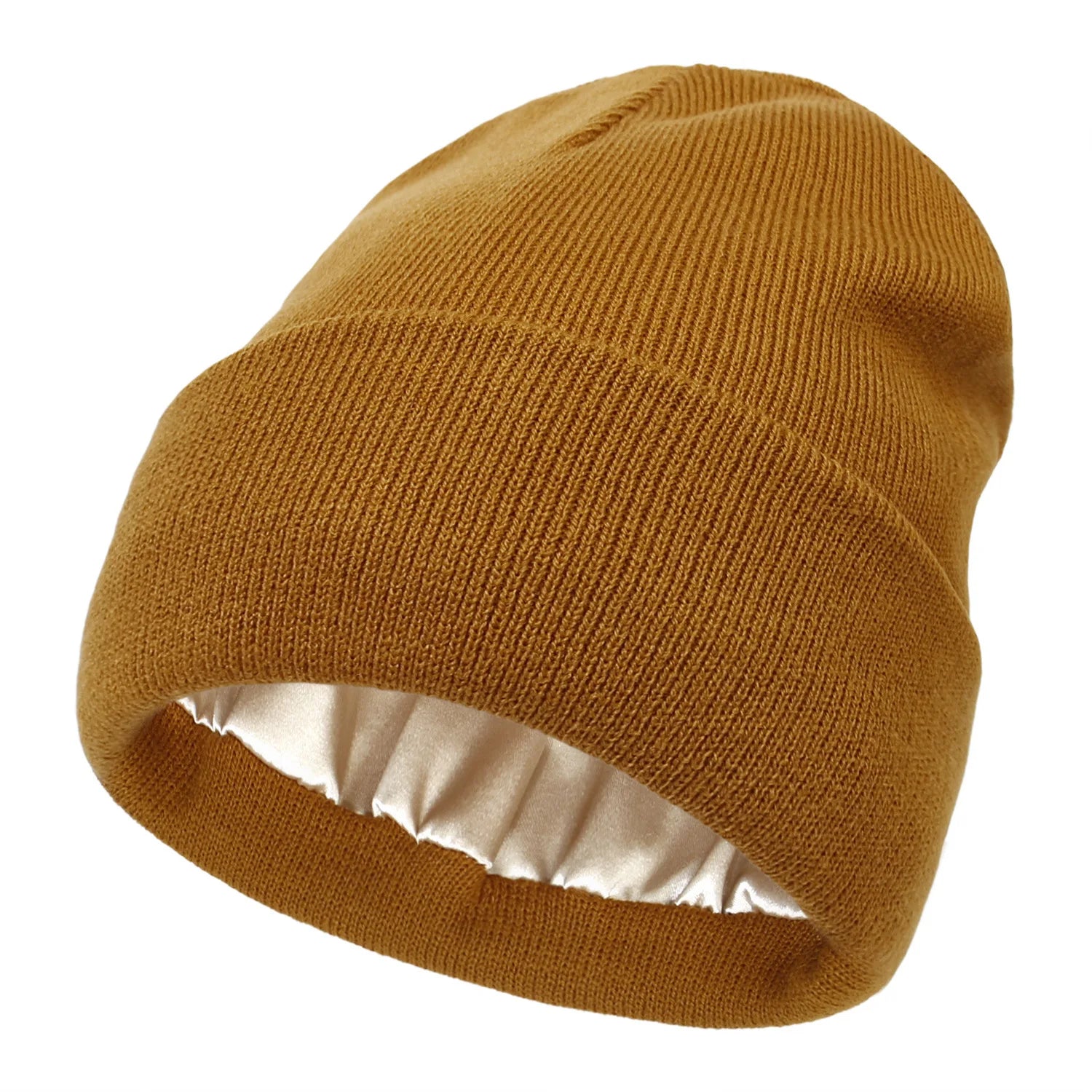 Knitted Hat For Women Silk Satin Lined Beanies Chunky Caps Warm Winter Women Men Bonnet Skullies Caps Male Female Balaclava Hats