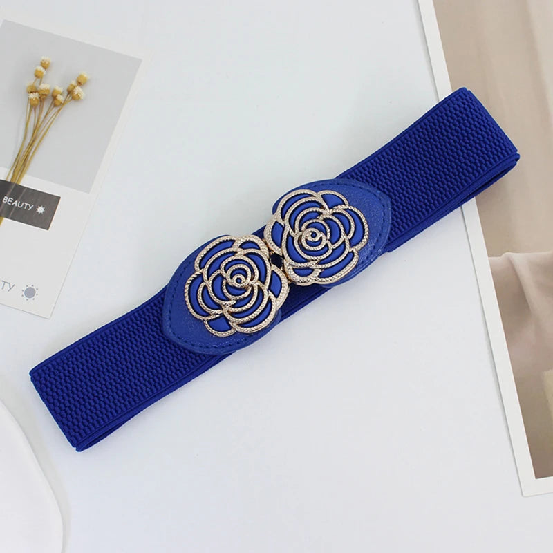 Ceinture en cuir PU métallisé pour femme