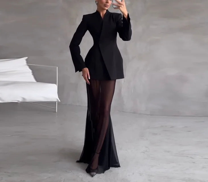 Women's fashion design temperament solid color button suit jacket autumn and winter new women's clothing