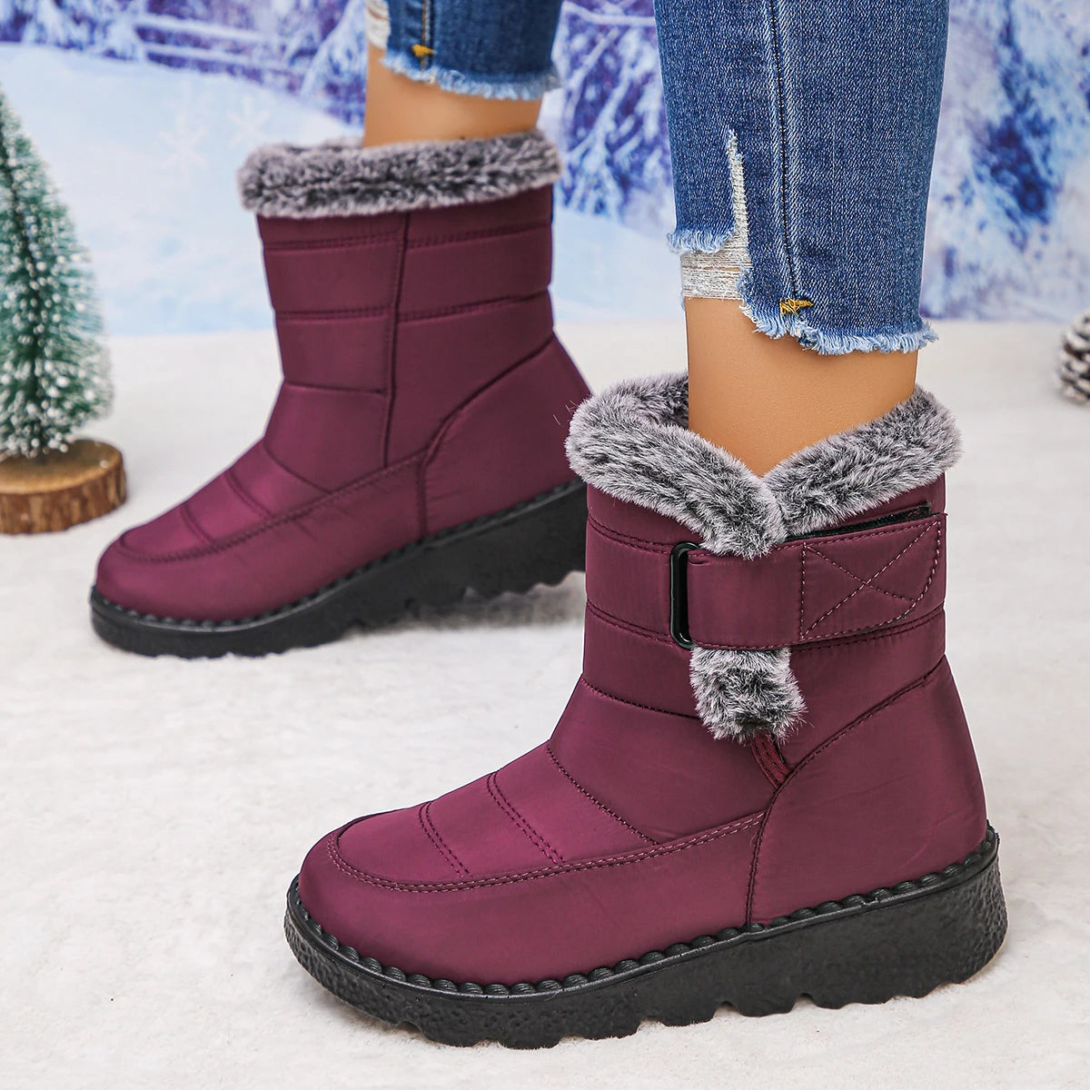 Women Anti-slip Snow Boots Winter Outdoor Warm Designer Shoes Women Comfortable Plus Size Platform Ankle Boots Zapatos De Mujer
