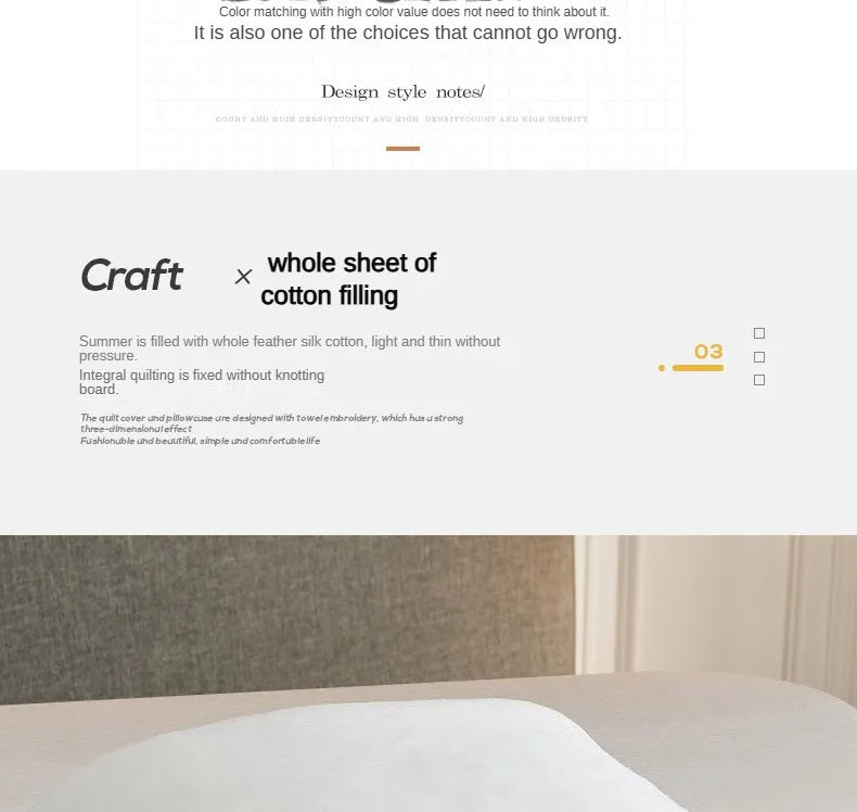 New Japanese polyester cotton quilted summer quilt skin-friendly washable light luxury style solid color lightweight