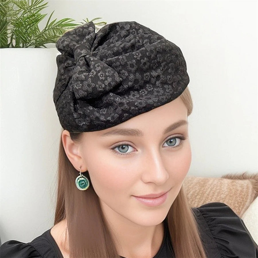 2025 Fashionable and Elegant Black Top Hat Hair Accessories Retro Women's Evening Headwear Bridal Headwear Headband Accessories