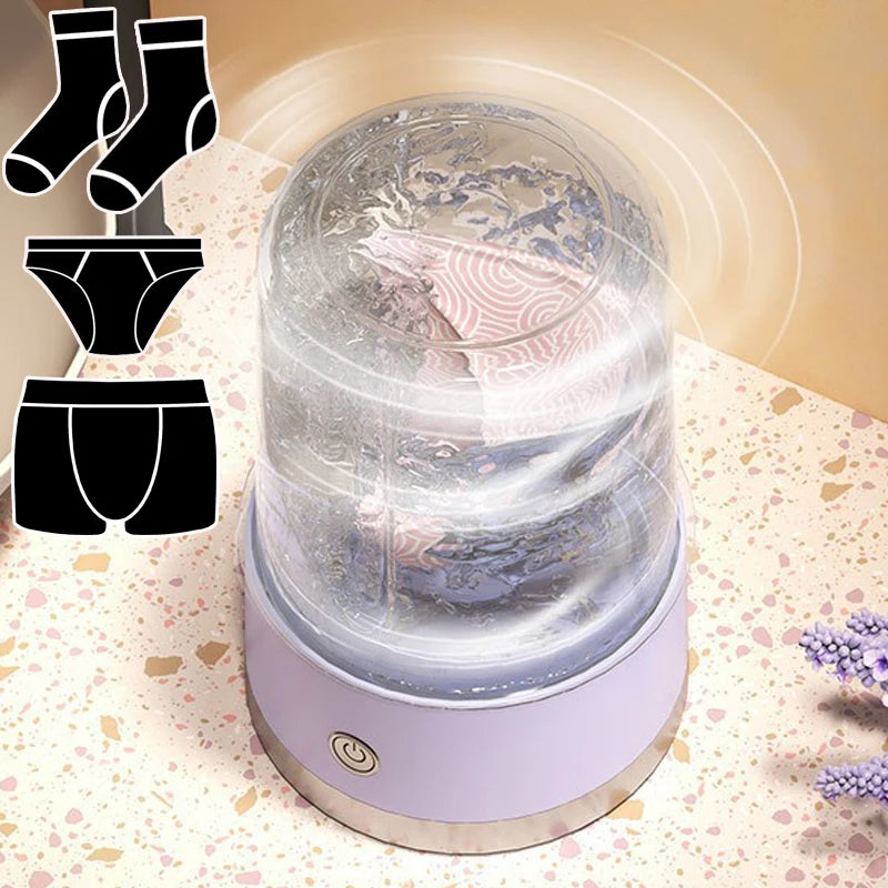 USB bærbar automatisk vaskemaskin, trenger ikke å kobles til eller monteres, liten vaskemaskin for vask av undertøy og sokker