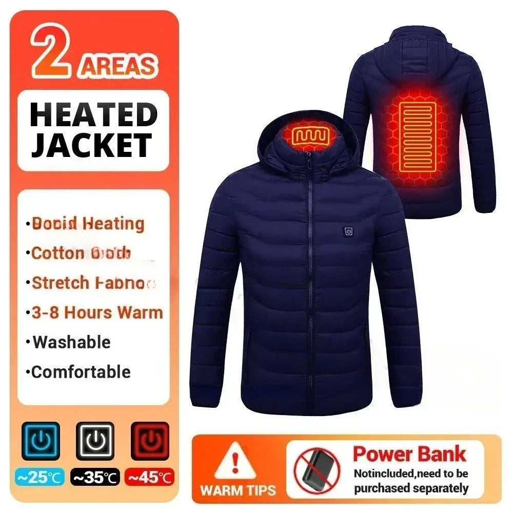 21 Areas Heating Jacket Men Winter USB Electric Heated Coat Functional Self Heating Clothes Outdoor Snow Ski Thick Padded Jacket
