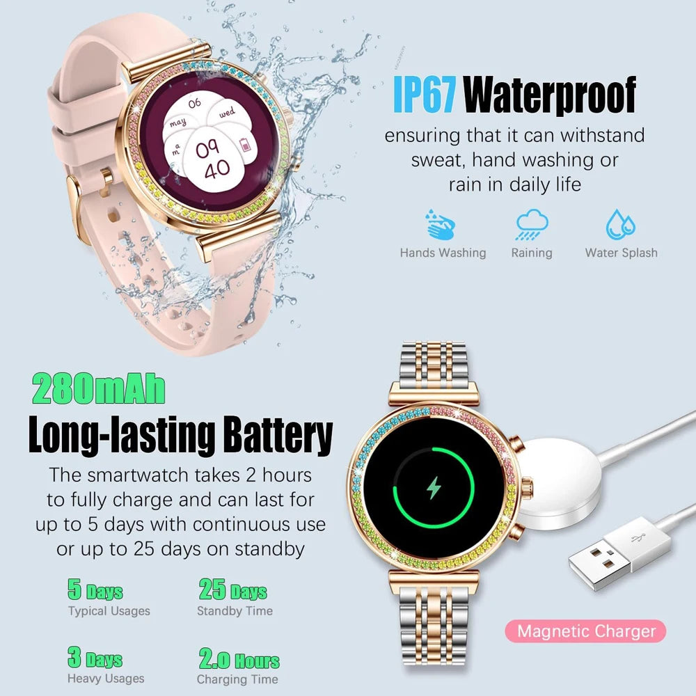2025 New Smartwatch For Woman 1.27" HD Display Smart Watch Women Bluetooth Calls Waterproof Sports Heart rate Monitoring Watches