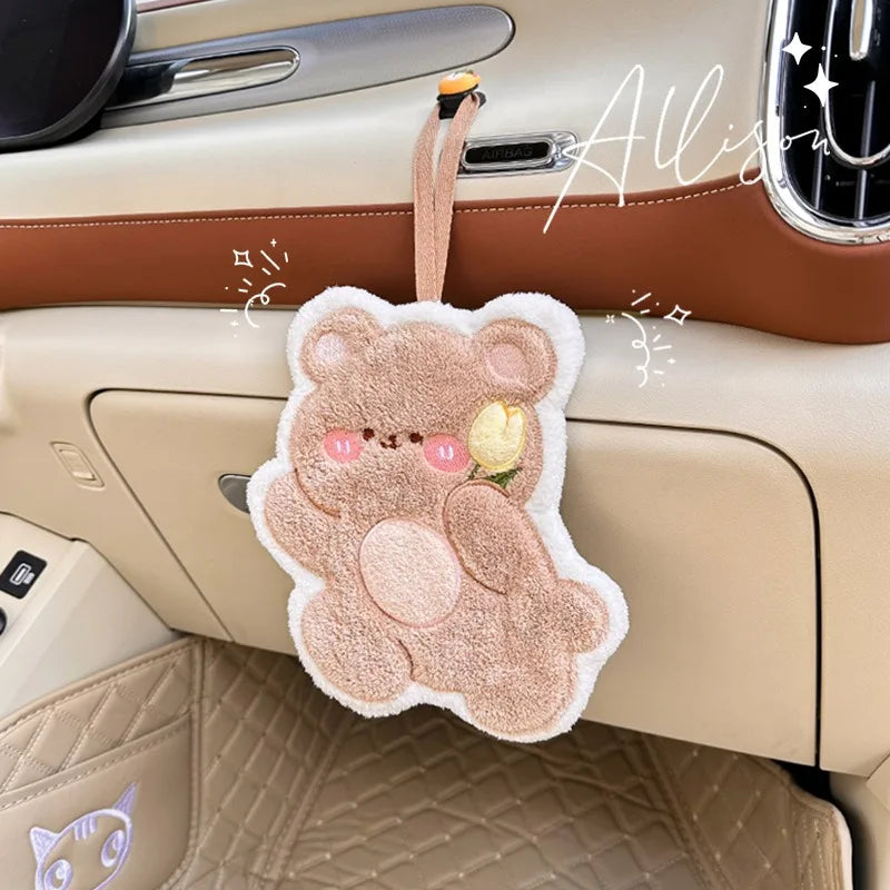 1pc Hand Towel Hanging Cartoon Square Scarf Thick Absorbent Towel Coral Velvet Cute Tong Hand Towel