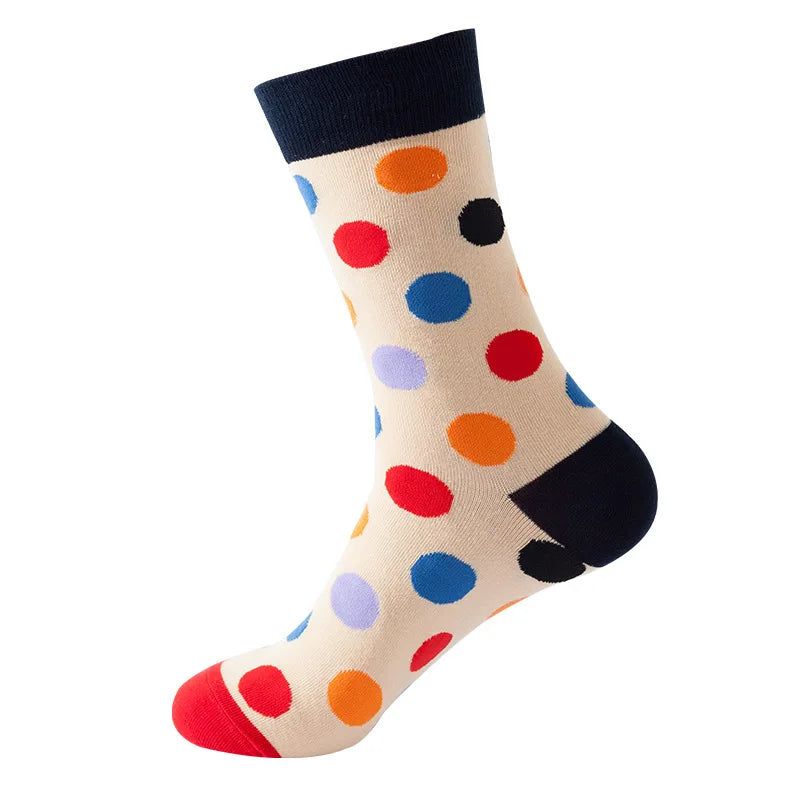 49 Patterns Fashion Business Men 100% Cotton Happy Lattice Socks Unisex Boys Combed Hip Hop Street Skateboard Funny High Sox Set