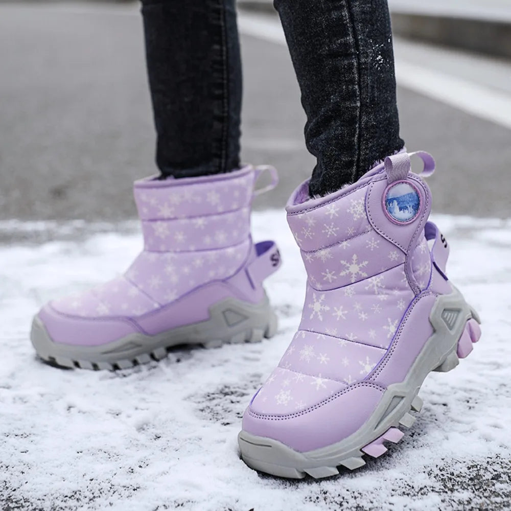 Children Snow Boots Girls Boys Fashion Sneakers Winter Kids Keep Warm Sport Fashion Leather Shoes Outdoor Snow Ankle Boots New