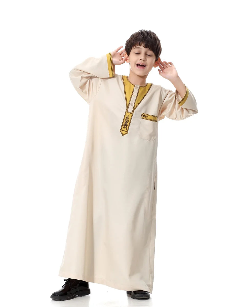 2025 Fashion Muslim Teenager Clothing Islam Men Summer Winter Eid Ramadan Prayer High Quality Elengance Party Boy's Robe Caftan