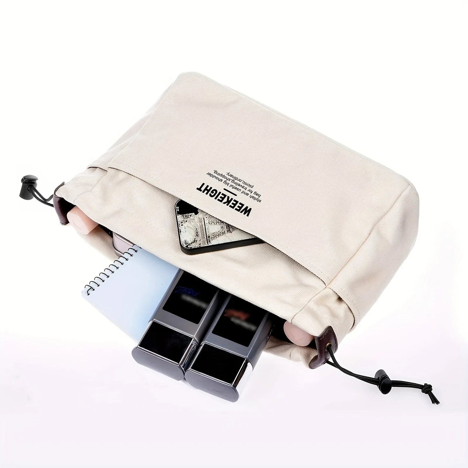 1/2 sacs de rangement en toile à cordon, multipoches, légers et portables, pour vos voyages.