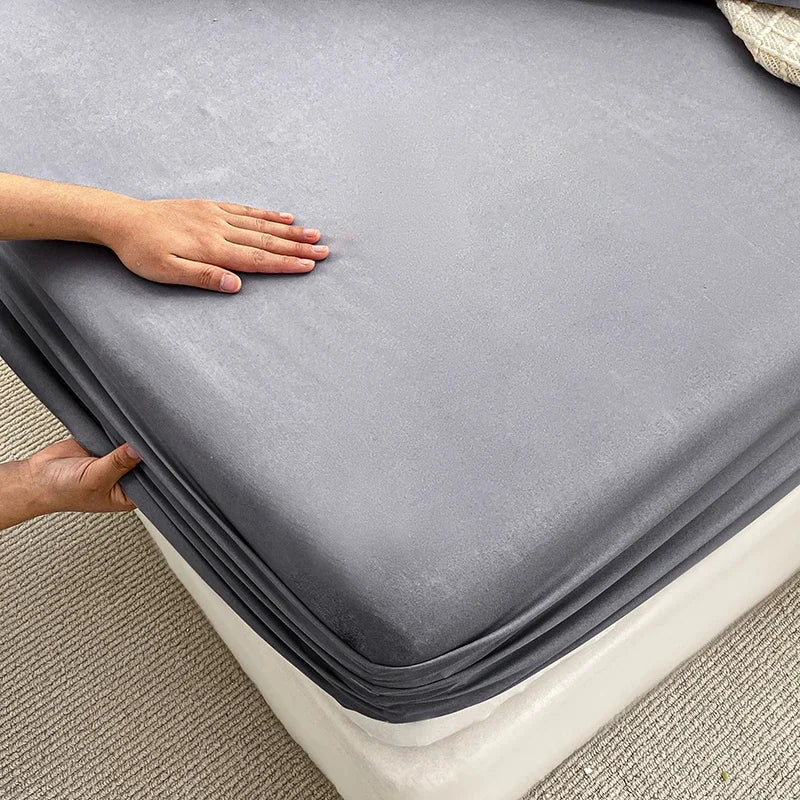 Double Bed Sheets Couple Elastic Fitted Sheet  Microfiber  Ultra-Soft Hotel Luxury Mattresses cover Queen single king Size