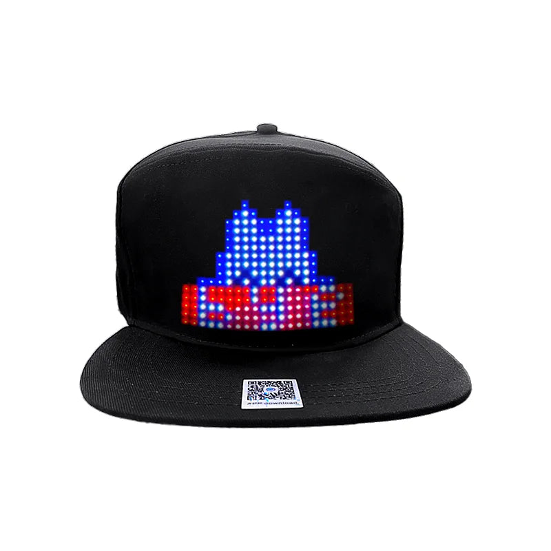 Gorra de béisbol unisex recargable por USB con Bluetooth, aplicación programable, pantalla LED de mensaje desplazable, gorra Snapback de hip hop