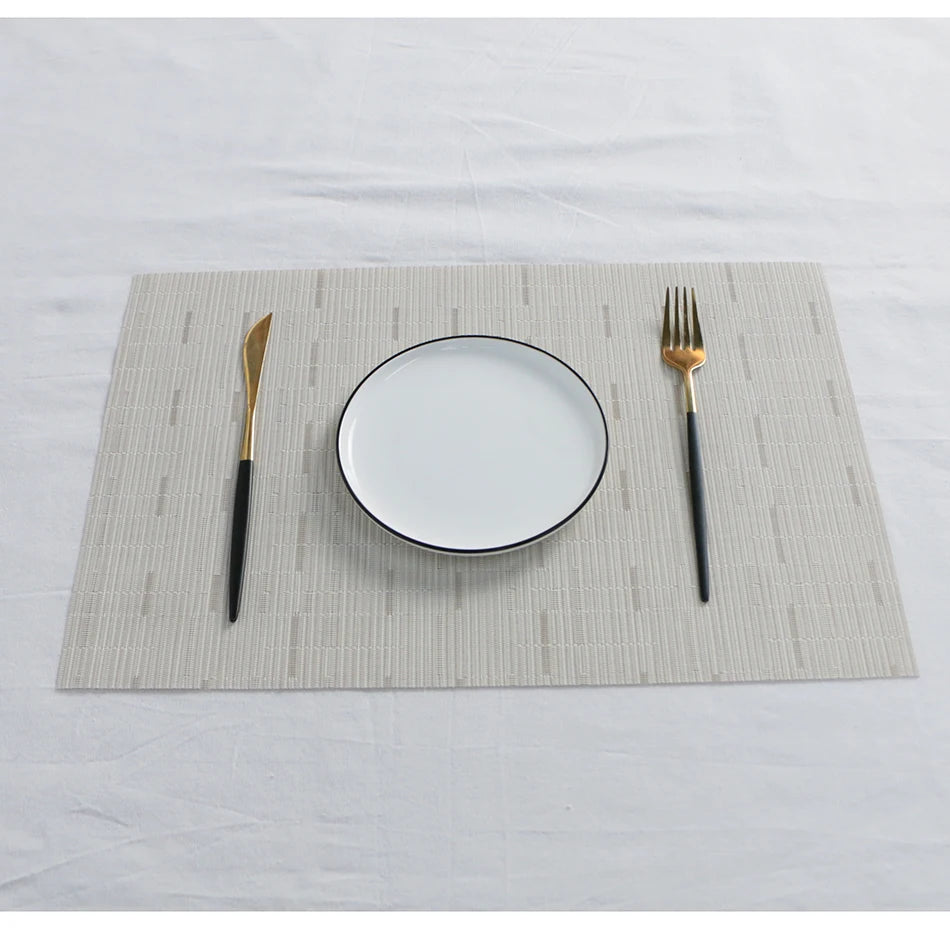 Placemats for Dining Table PVC Bamboo Pattern Table Mats Multiple Colors Non-Slip Heat Resistant Washable Easy to Clean